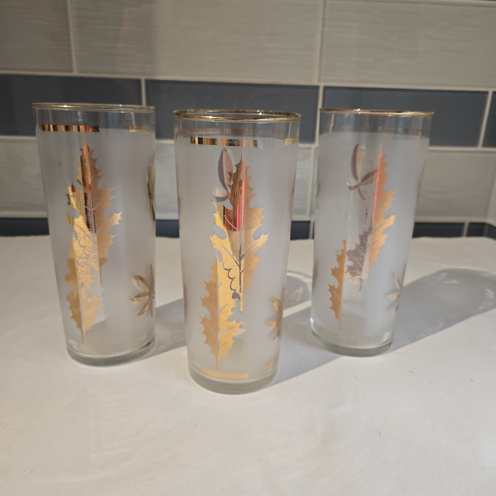 Gold Leaf Highball Glasses